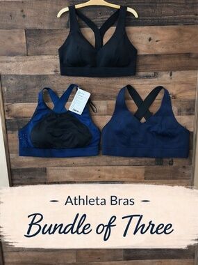 ✨Athleta Sports Bra Bundle Small 3 Pack NWT NWOT Black Reversible Rise Up✨